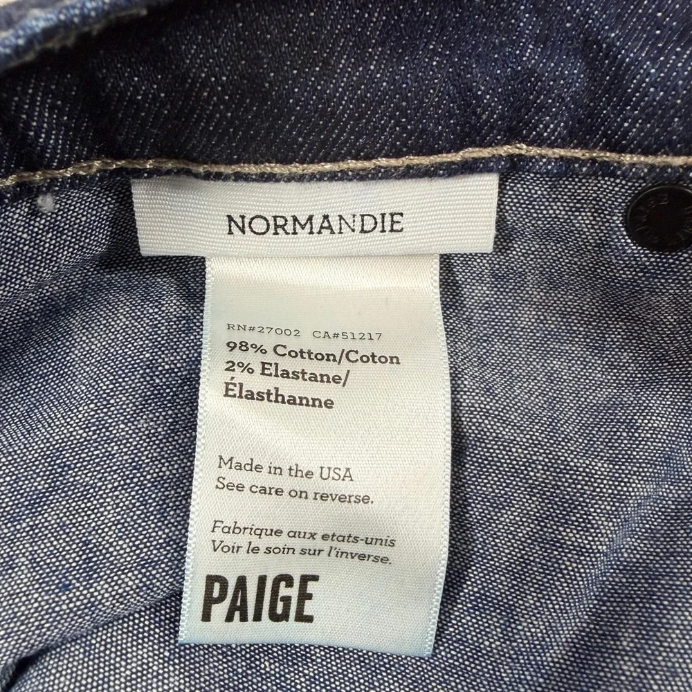 Paige‎ Normandie Mens Size 36x34 Dark Indigo Straight Leg Stretch Jeans USA Made